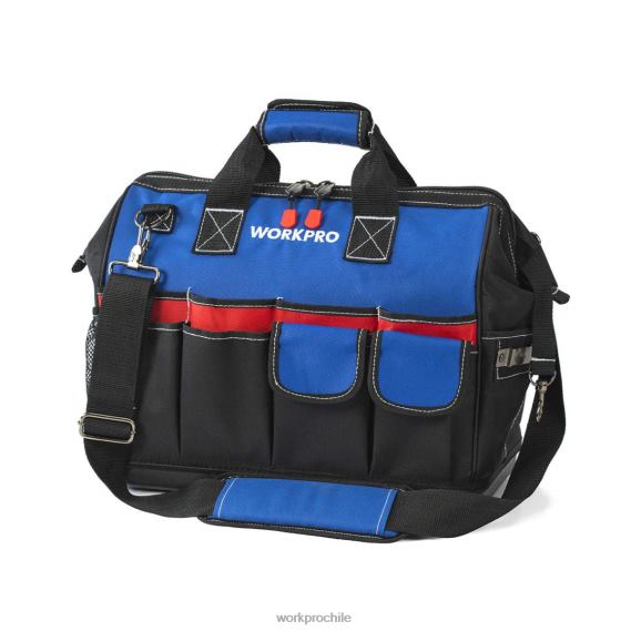 Bolsa de herramientas con ranura superior cerrada y amplia con base impermeable y correas ajustables para los hombros. WORKPRO JDN8Z30 moderno almacenamiento