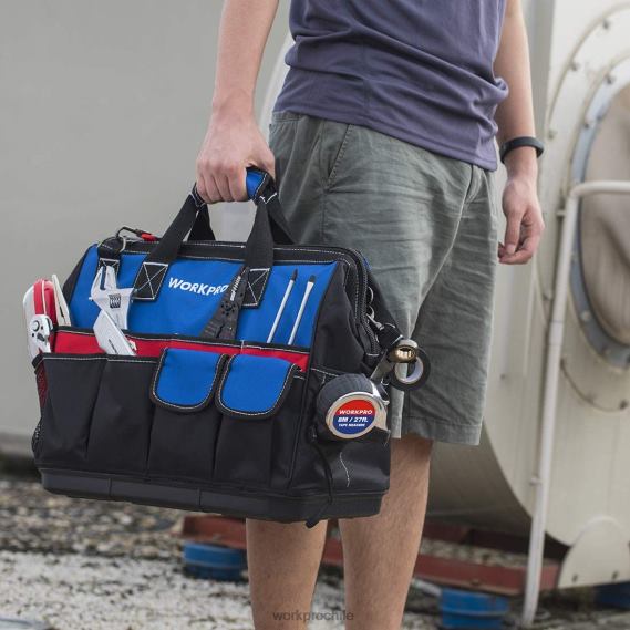 Bolsa de herramientas con ranura superior cerrada y amplia con base impermeable y correas ajustables para los hombros. WORKPRO JDN8Z30 moderno almacenamiento