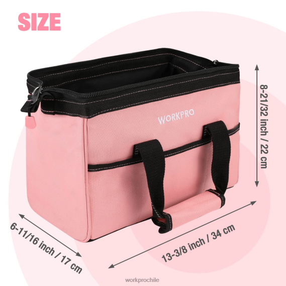 Bolsa de herramientas de 13 pulgadas, bolsas de almacenamiento de herramientas de tela suave WORKPRO JDN8Z29 rosa almacenamiento