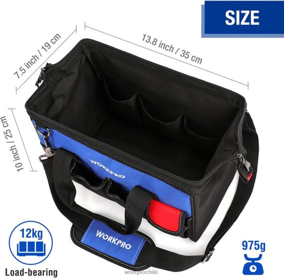 Bolsa de herramientas de 14 pulgadas, organizador de herramientas con múltiples bolsillos y correa para el hombro ajustable WORKPRO JDN8Z31 útil almacenamiento
