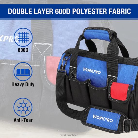 Bolsa de herramientas de 14 pulgadas, organizador de herramientas con múltiples bolsillos y correa para el hombro ajustable WORKPRO JDN8Z31 útil almacenamiento