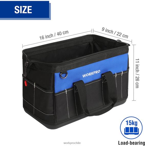 Bolsa de herramientas de boca ancha de 16 pulgadas con base moldeada a prueba de agua WORKPRO JDN8Z34 útil almacenamiento