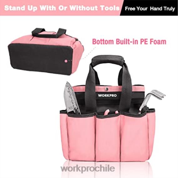 Bolsa de herramientas de jardín, bolsa de almacenamiento de jardín con 8 bolsillos, organizador del hogar para jardinería interior y exterior WORKPRO JDN8Z256 rosa/verde almacenamiento