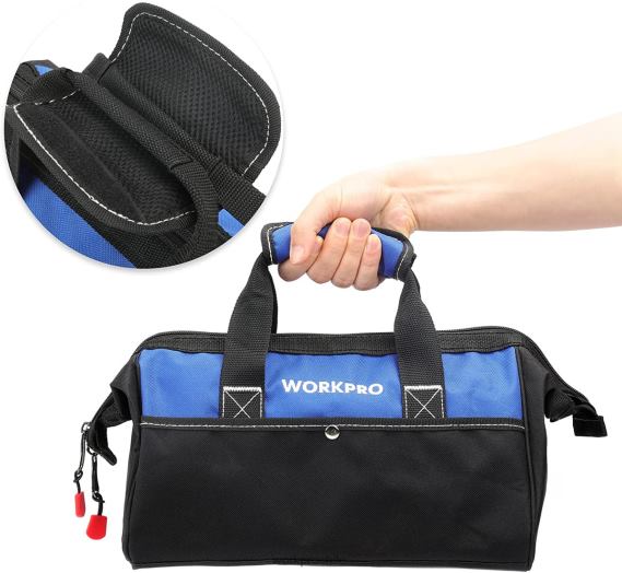 Bolsa de mano para herramientas de boca ancha de 13 pulgadas WORKPRO JDN8Z28 útil almacenamiento