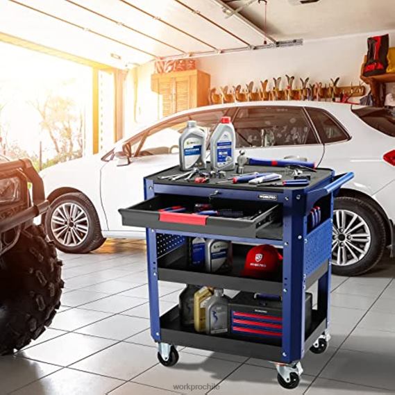 Carro de herramientas rodante de 2 cajones premium, organizador de almacenamiento de carro de servicio industrial de servicio pesado con ruedas y sistema de bloqueo WORKPRO JDN8Z16 útil almacenamiento