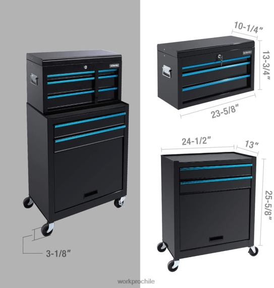 Cofre de herramientas con ruedas de 5 cajones, gabinete de almacenamiento de herramientas con ruedas y cajones de metal deslizantes WORKPRO JDN8Z18 útil almacenamiento