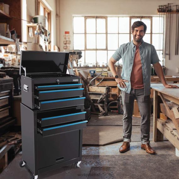 Cofre de herramientas con ruedas de 5 cajones, gabinete de almacenamiento de herramientas con ruedas y cajones de metal deslizantes WORKPRO JDN8Z18 útil almacenamiento