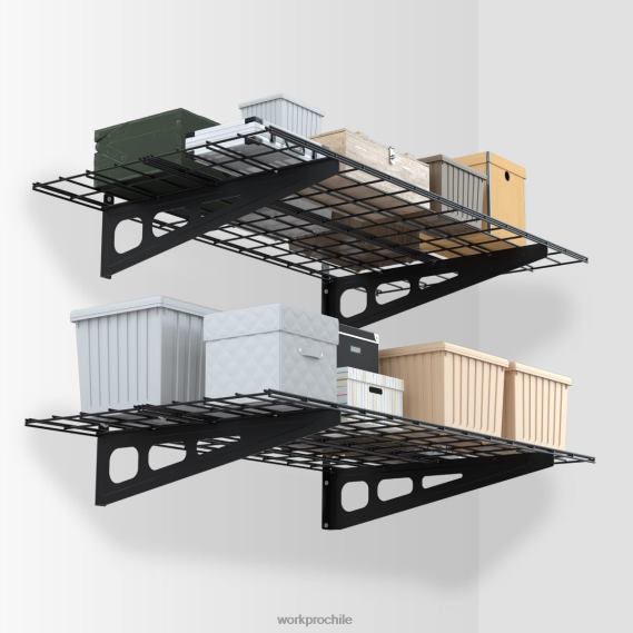Paquete de 2 estanterías resistentes montadas en la pared para garaje de 2x4 pies, capacidad de carga de 400 libras (total) WORKPRO JDN8Z14 negro almacenamiento