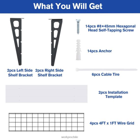 Paquete de 2 estanterías resistentes montadas en la pared para garaje de 2x4 pies, capacidad de carga de 400 libras (total) WORKPRO JDN8Z14 negro almacenamiento