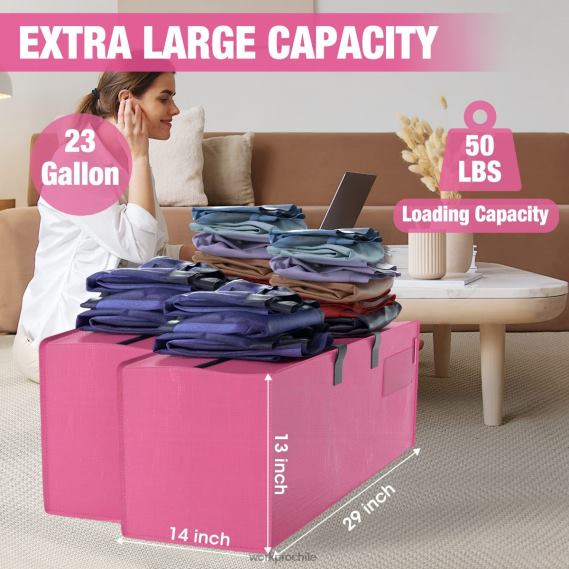 Paquete de 6 bolsas de mano extragrandes y resistentes para almacenamiento con cremalleras y asas de transporte, correas para mochila WORKPRO JDN8Z142 rosado azul almacenamiento