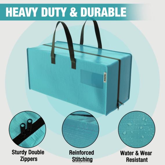 Paquete de 6 bolsas de mano extragrandes y resistentes para almacenamiento con cremalleras y asas de transporte, correas para mochila WORKPRO JDN8Z142 rosado azul almacenamiento