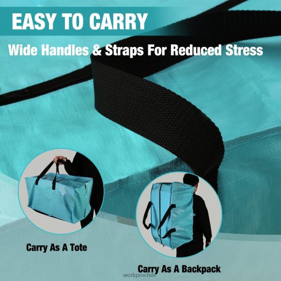 Paquete de 6 bolsas de mano extragrandes y resistentes para almacenamiento con cremalleras y asas de transporte, correas para mochila WORKPRO JDN8Z142 rosado azul almacenamiento