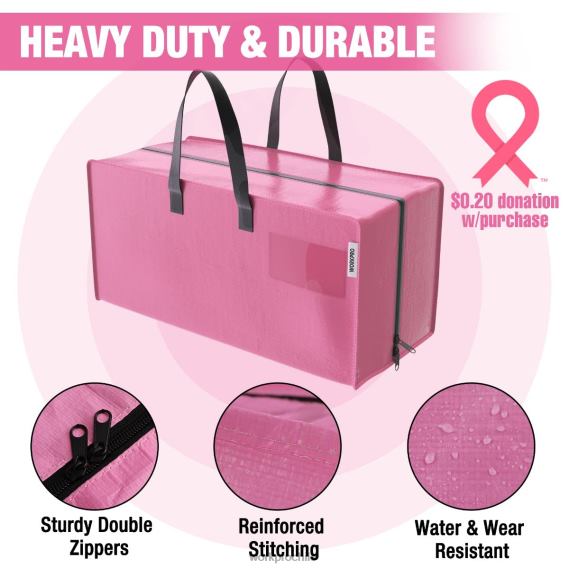 Paquete de 6 bolsas de mano extragrandes y resistentes para almacenamiento con cremalleras y asas de transporte, correas para mochila WORKPRO JDN8Z142 rosado azul almacenamiento