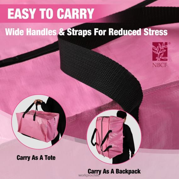 Paquete de 6 bolsas de mano extragrandes y resistentes para almacenamiento con cremalleras y asas de transporte, correas para mochila WORKPRO JDN8Z142 rosado azul almacenamiento