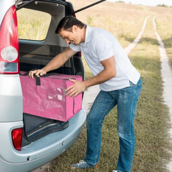 Paquete de 6 bolsas de mano extragrandes y resistentes para almacenamiento con cremalleras y asas de transporte, correas para mochila WORKPRO JDN8Z142 rosado azul almacenamiento