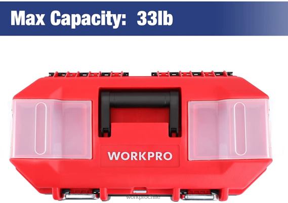 caja de herramientas portátil con bandeja extraíble caja de herramientas resistente con 2 pestillos de metal WORKPRO JDN8Z33 útil almacenamiento