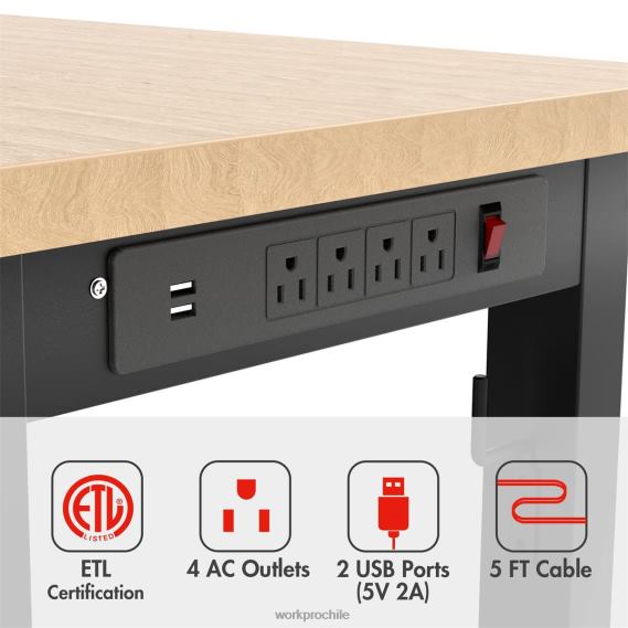 Banco de trabajo ajustable Capacidad de carga de 2000 libras Mesa de trabajo de madera dura con tomas de corriente WORKPRO JDN8Z1 útil almacenamiento