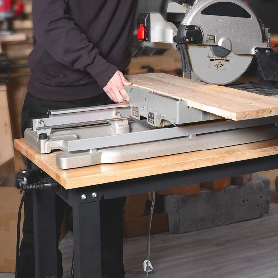 Banco de trabajo ajustable Capacidad de carga de 2000 libras Mesa de trabajo de madera dura con tomas de corriente WORKPRO JDN8Z1 útil almacenamiento