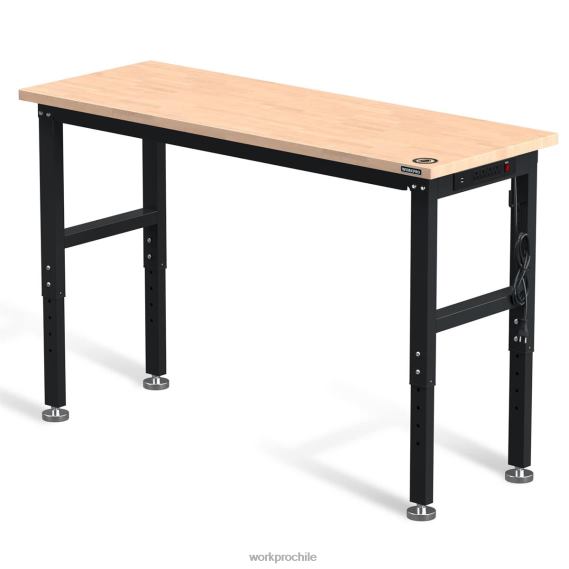Banco de trabajo ajustable Capacidad de carga de 2000 libras Mesa de trabajo de madera dura con tomas de corriente WORKPRO JDN8Z1 útil almacenamiento