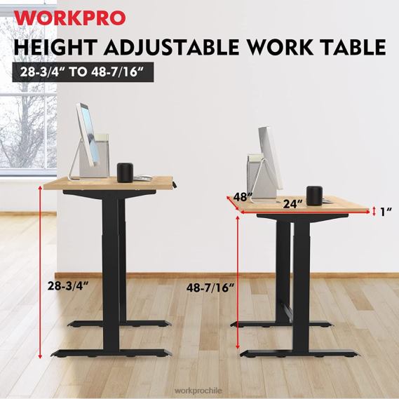 Banco de trabajo eléctrico de altura ajustable con tapa de madera y motor dual WORKPRO JDN8Z5 moderno almacenamiento