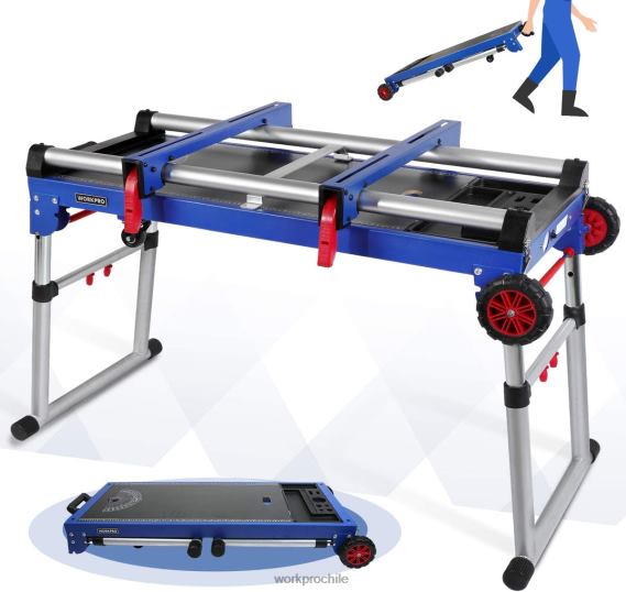 Soporte para sierra ingletadora Banco de trabajo portátil 5 en 1 con soporte para sierra ingletadora desmontable y patas ajustables en altura WORKPRO JDN8Z2 útil almacenamiento