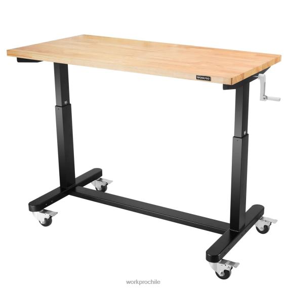 mesa de trabajo de altura ajustable con manivela, con ruedas y patas niveladoras, capacidad de carga de 500 lbs WORKPRO JDN8Z3 útil almacenamiento
