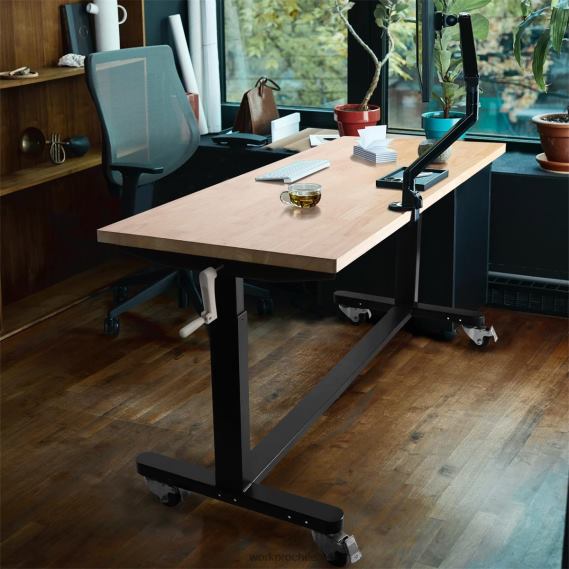 mesa de trabajo de altura ajustable con manivela, con ruedas y patas niveladoras, capacidad de carga de 500 lbs WORKPRO JDN8Z3 útil almacenamiento