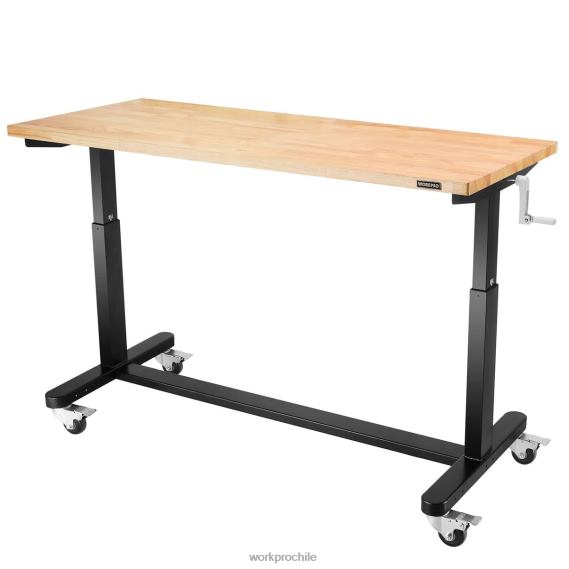mesa de trabajo de altura ajustable con manivela, con ruedas y patas niveladoras, capacidad de carga de 500 lbs WORKPRO JDN8Z3 útil almacenamiento