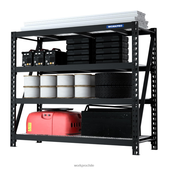 Estantería de garaje de metal de 4 niveles, 7200 libras de capacidad, estantes ajustables industriales resistentes WORKPRO JDN8Z10 útil almacenamiento