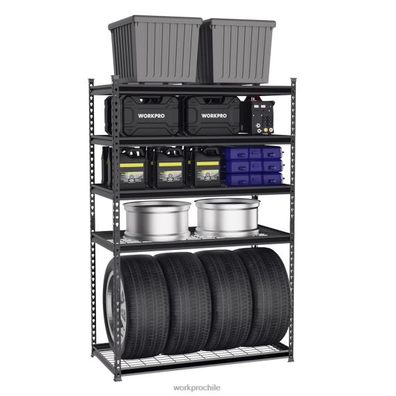 Estantería metálica de 5 niveles, estante de almacenamiento ajustable de alta resistencia WORKPRO JDN8Z7 negro almacenamiento