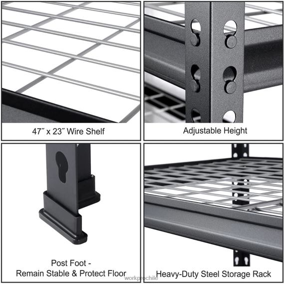 Estantería metálica de 5 niveles, estante de almacenamiento ajustable de alta resistencia WORKPRO JDN8Z7 negro almacenamiento