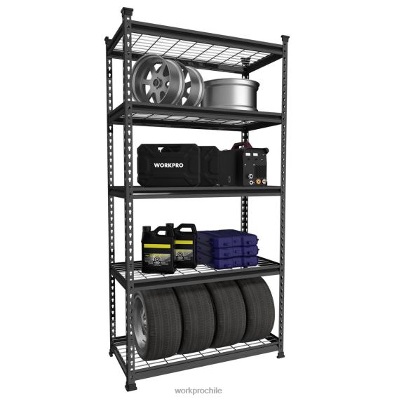 estante resistente del estante ajustable del almacenamiento de la estantería del almacenamiento del metal de 5 niveles WORKPRO JDN8Z6 negro con estampado plateado almacenamiento