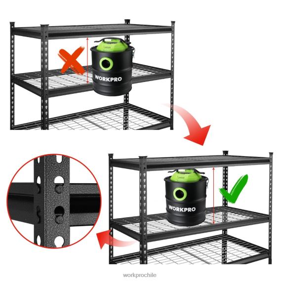 estante resistente del estante ajustable del almacenamiento de la estantería del almacenamiento del metal de 5 niveles WORKPRO JDN8Z6 negro con estampado plateado almacenamiento