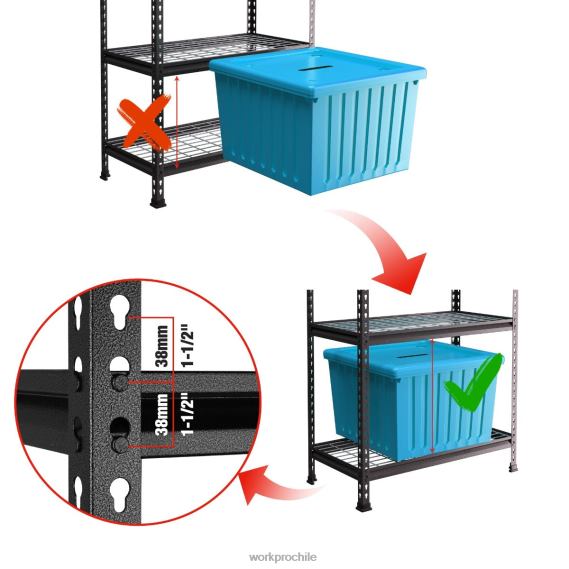 estante resistente del estante ajustable del almacenamiento de la estantería del almacenamiento del metal de 5 niveles WORKPRO JDN8Z6 negro con estampado plateado almacenamiento