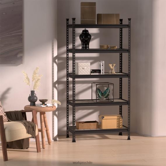 estante resistente del estante ajustable del almacenamiento de la estantería del almacenamiento del metal de 5 niveles WORKPRO JDN8Z6 negro con estampado plateado almacenamiento