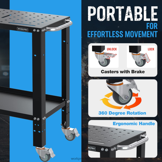 mesa de soldadura portátil, capacidad de carga de 1200 lbs, mesa de nitruración WORKPRO JDN8Z13 nuevo almacenamiento