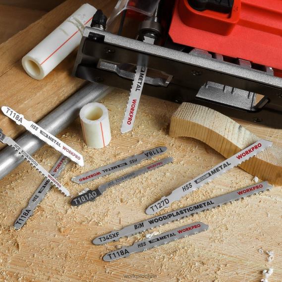 Juego de 25 hojas de sierra de calar con vástago en T y estuche de almacenamiento WORKPRO JDN8Z210 útil herramienta