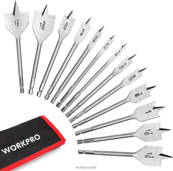 Juego de brocas de espada de 13 piezas en sae con bolsa de almacenamiento de nailon WORKPRO JDN8Z211 útil herramienta
