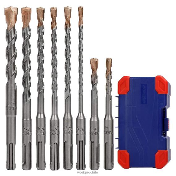 Juego de brocas sds-plus de 8 piezas, punta de carburo, juego de brocas de martillo perforador sds+ con estuche de almacenamiento para ladrillo, cemento, piedra y hormigón WORKPRO JDN8Z205 útil herram