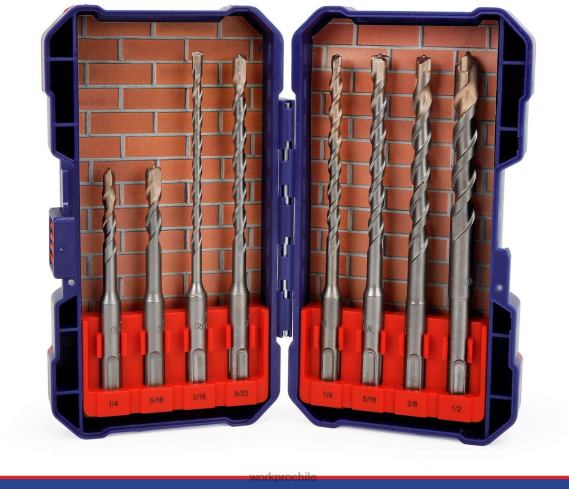 Juego de brocas sds-plus de 8 piezas, punta de carburo, juego de brocas de martillo perforador sds+ con estuche de almacenamiento para ladrillo, cemento, piedra y hormigón WORKPRO JDN8Z205 útil herram