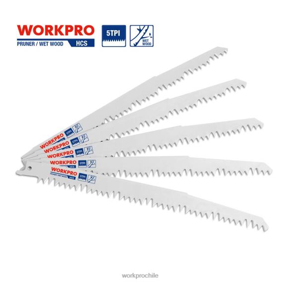 Juego de hojas de sierra recíproca para podar madera de 5 piezas de 9 pulgadas WORKPRO JDN8Z208 útil herramienta