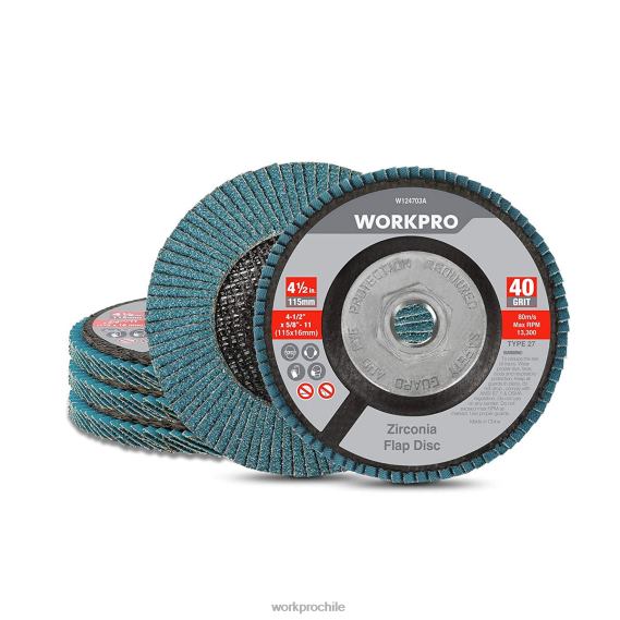 Paquete de 5 discos de solapa de circonio, disco de lijado para amoladora angular, muelas abrasivas de 4-1/2 pulgadas WORKPRO JDN8Z206 útil herramienta