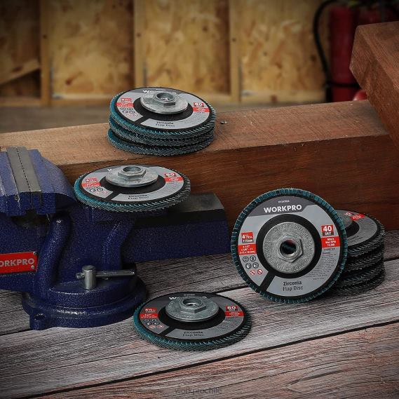 Paquete de 5 discos de solapa de circonio, disco de lijado para amoladora angular, muelas abrasivas de 4-1/2 pulgadas WORKPRO JDN8Z206 útil herramienta