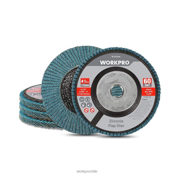 Paquete de 5 discos de solapa de circonio, disco de lijado para amoladora angular, muelas abrasivas de 4-1/2 pulgadas WORKPRO JDN8Z206 útil herramienta
