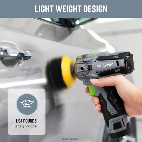 Pulidora inalámbrica de 12 V, mini kit de máquina pulidora y lijadora para detalles de automóviles con 2 baterías de iones de litio WORKPRO JDN8Z229 útil herramienta