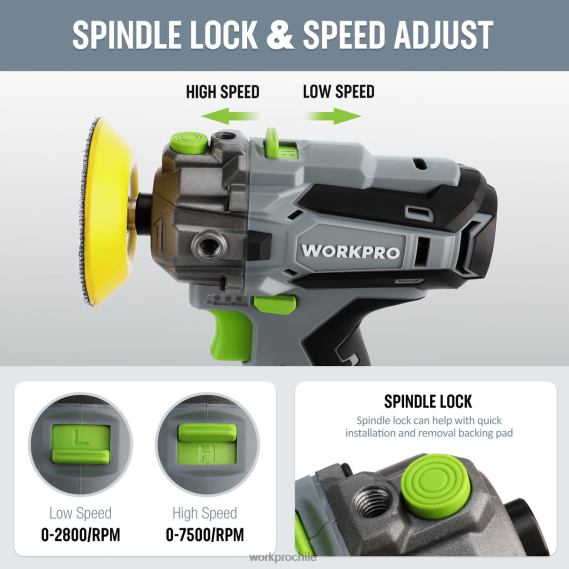 Pulidora inalámbrica de 12 V, mini kit de máquina pulidora y lijadora para detalles de automóviles con 2 baterías de iones de litio WORKPRO JDN8Z229 útil herramienta
