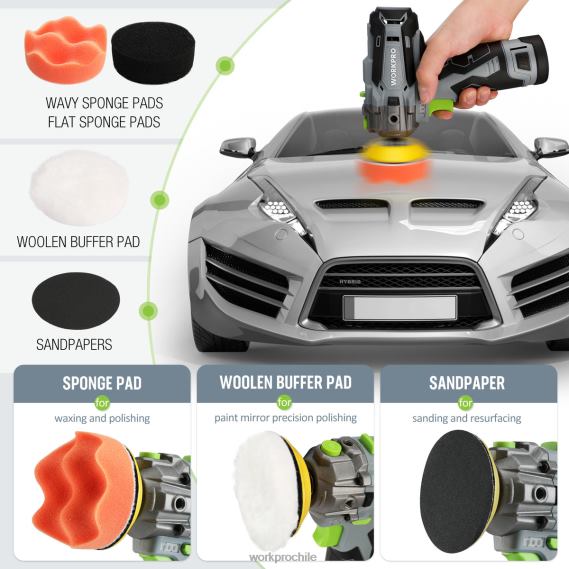 Pulidora inalámbrica de 12 V, mini kit de máquina pulidora y lijadora para detalles de automóviles con 2 baterías de iones de litio WORKPRO JDN8Z229 útil herramienta