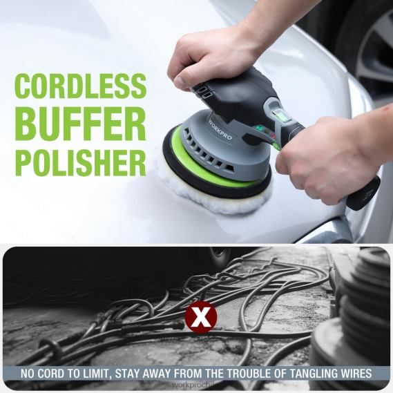 Pulidora inalámbrica de doble acción para coche de 6 pulgadas con 2 baterías recargables de 12v WORKPRO JDN8Z238 moderno herramienta