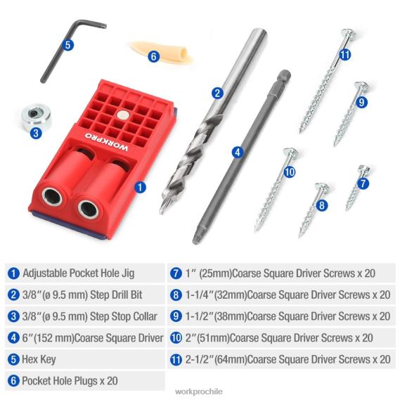 Tapones de plástico, destornillador cuadrado grueso, kit de plantilla para orificios de bolsillo WORKPRO JDN8Z201 moderno herramienta