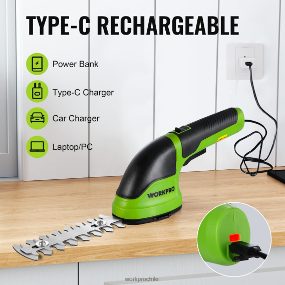 2 en 1 tijeras de podar de arbustos/cortadoras de césped inalámbricas eléctricas de mano de 3,6 v WORKPRO JDN8Z268 rosa/verde/blanco herramienta